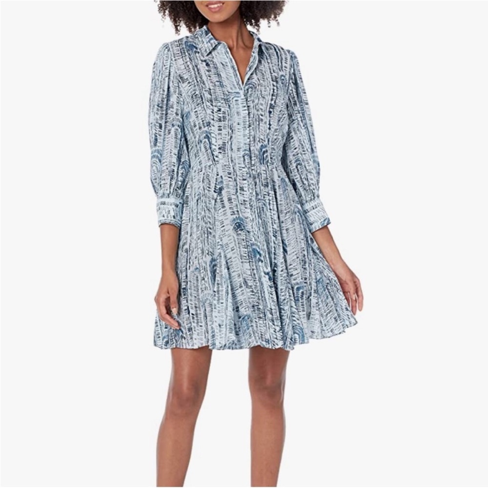 Theory Teal Multi Cascade Block Mini Dress size 6,